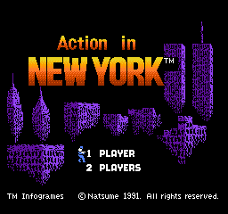 Action in New York (Europe) Title Screen
